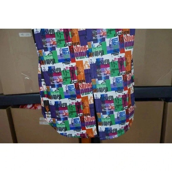 Vintage Women's Sleeveless Top Cropped Abstract 90s S #428 - Picture 6 of 7
